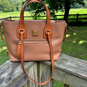 Dooney & Bourke Pebbled Leather Tote in Tan and Brown